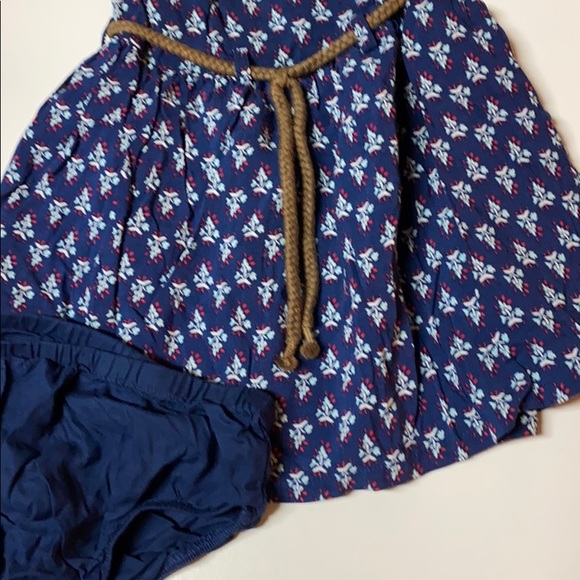 18 mo Navy print lg sleeve, lined dress w panties - Picture 3 of 5